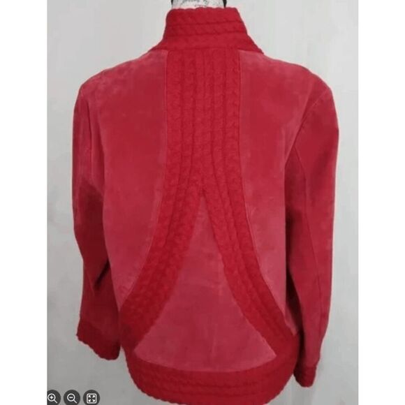Coldwater Creek size 2X red suede leather jacket/coat PLUS SIZE - Picture 2 of 2